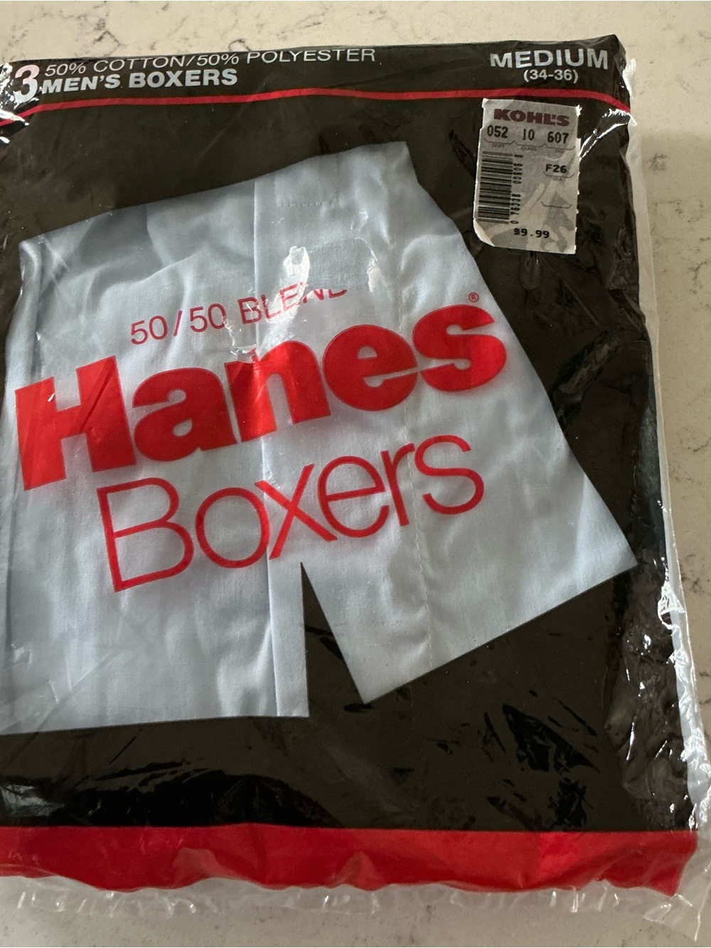 Vtg 80s Hanes men’s boxers 50/50 blend underwear size medium blue & yellow
